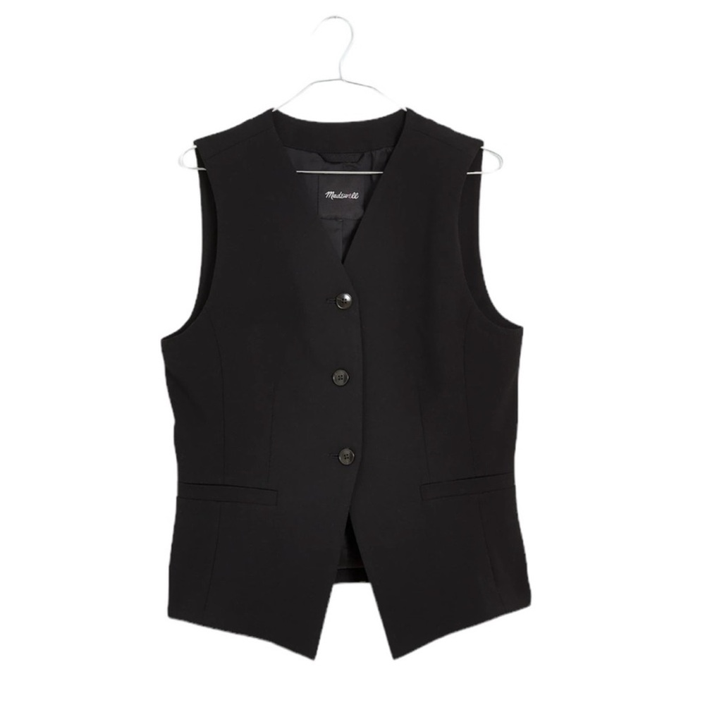 Madewell Cutaway Long Vest in True Black